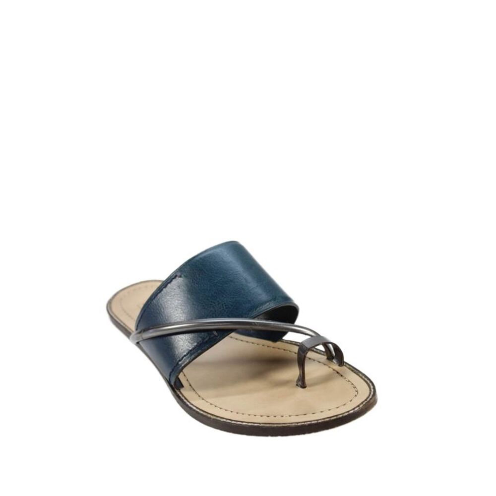 Reed Krakoff Womens Leather Toe Ring Slide On Sandals Blue Grey Size 37.5 7.5